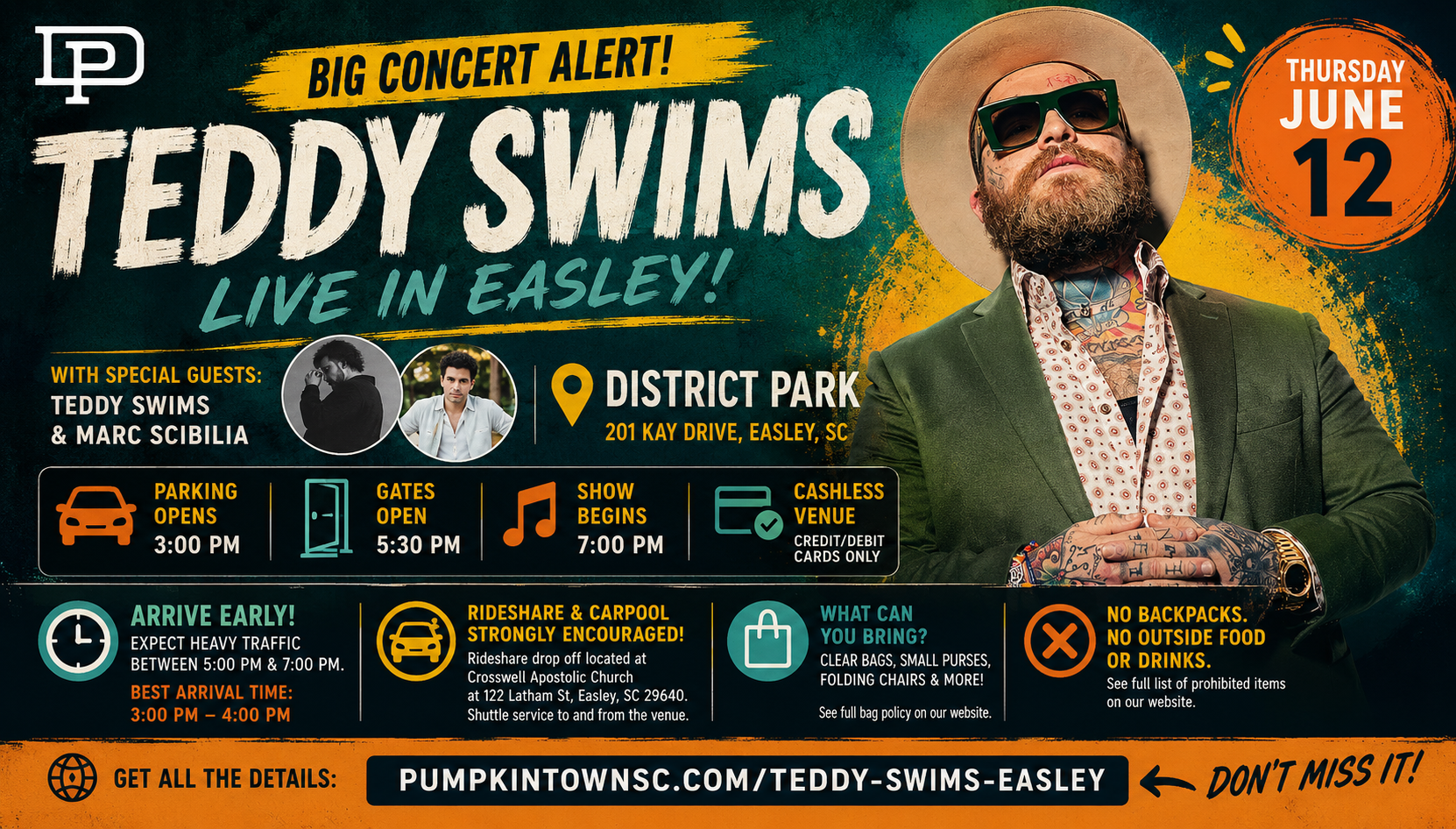 Teddy Swims Comes to Easley June 12: What You Need to Know Before You Go